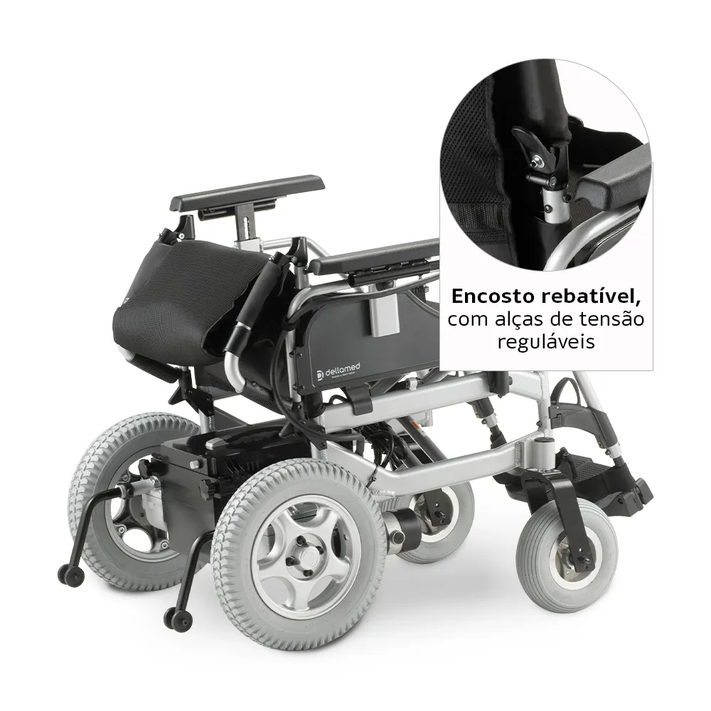 Cadeira de Rodas Motorizada em Alumínio Dobrável até 120 Kg Assento de 44 cm D900 Dellamed - Imagem 4