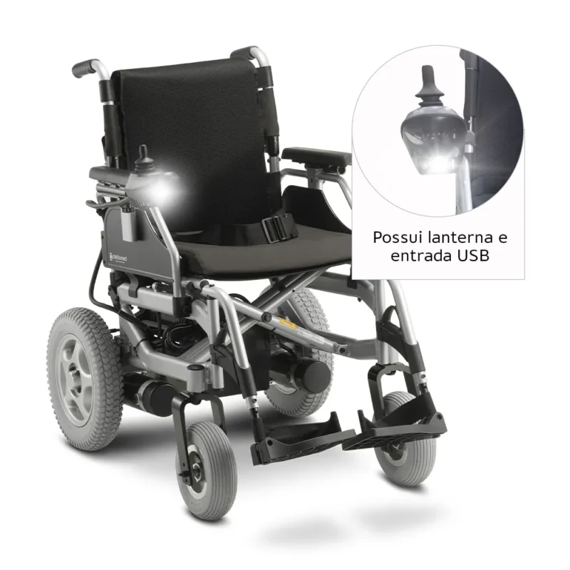 Cadeira de Rodas Motorizada em Alumínio Dobrável até 135 Kg Assento de 45 cm D1000 Dellamed - Imagem 6