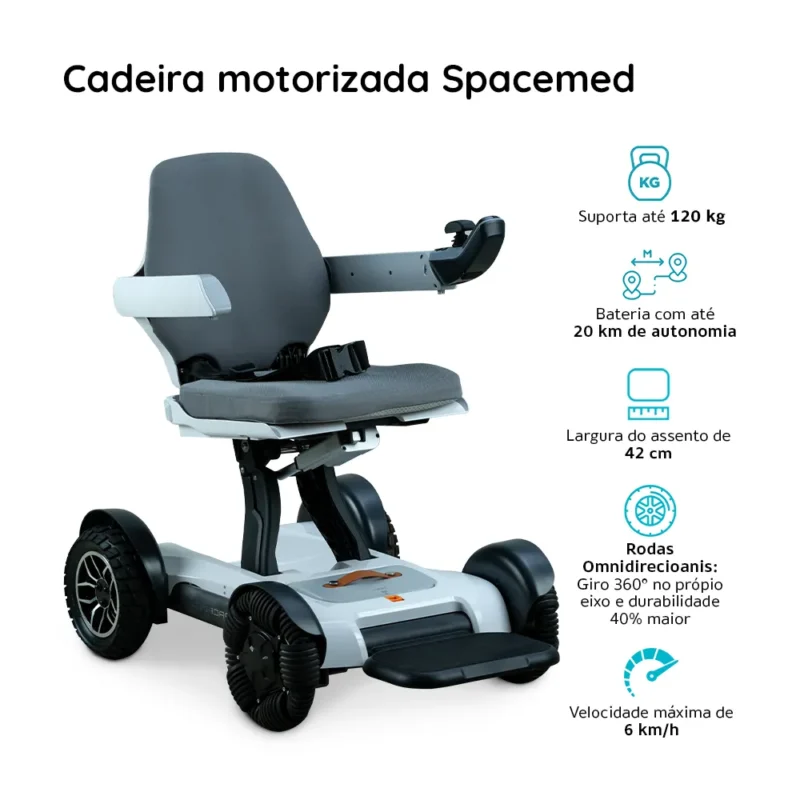 Cadeira Motorizada Dobrável até 120 Kg Assento 42 cm Spacemed Dellamed - Imagem 2