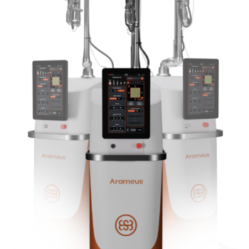 Arameus Laser CO2 Fracionado Medical San - equipamento com braço articulado e tela touch