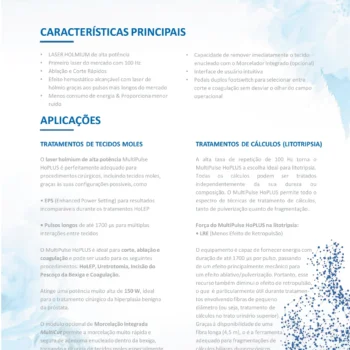 Características principais e aplicações do MultiPulse HoPLUS em tecidos moles e litotripsia