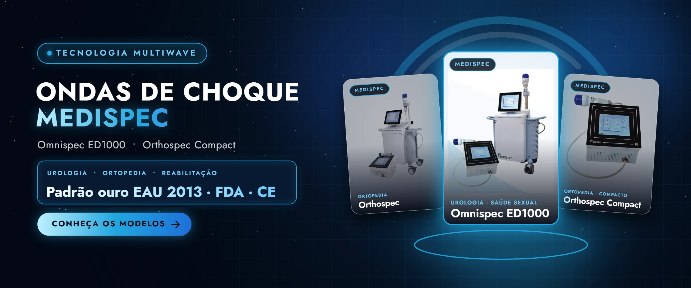 Ondas de choque Medispec - Omnispec ED1000 e Orthospec Compact